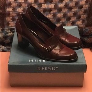 Size 9.5 Maroon Leather Nine West Heels